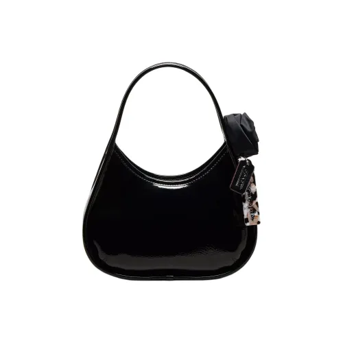 Coachtopia Ergo Patent Leather Handbag Medium Size Women's Black