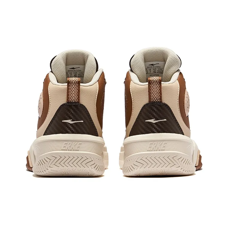 Erke DynaSky 2.0 Lightweight Anti-Slip High-Top Skateboard Shoes Men's Egg Cream Gray Oat-3
