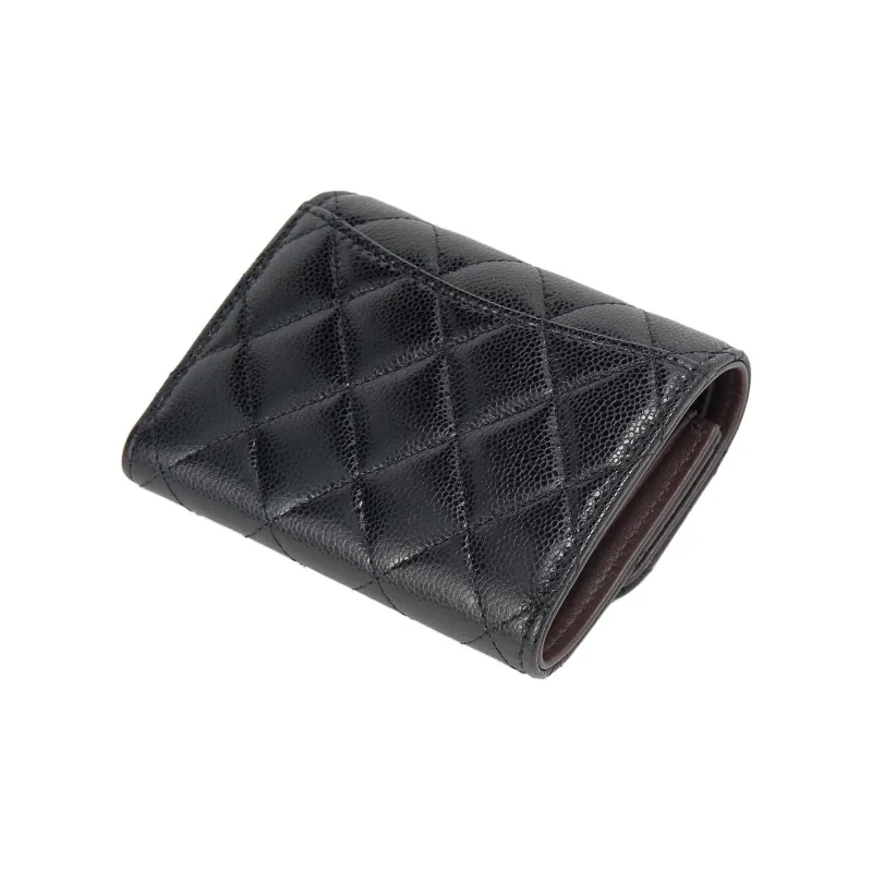 CHANEL Classic Small Flap Tri fold Wallet Black AP0229-1