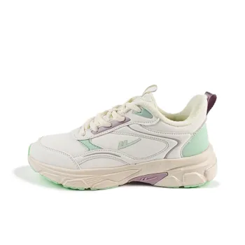 Warrior Anti Slip And Wear Resistant Warm Low Top Chunky Sneakers Women's White Light Purple Green