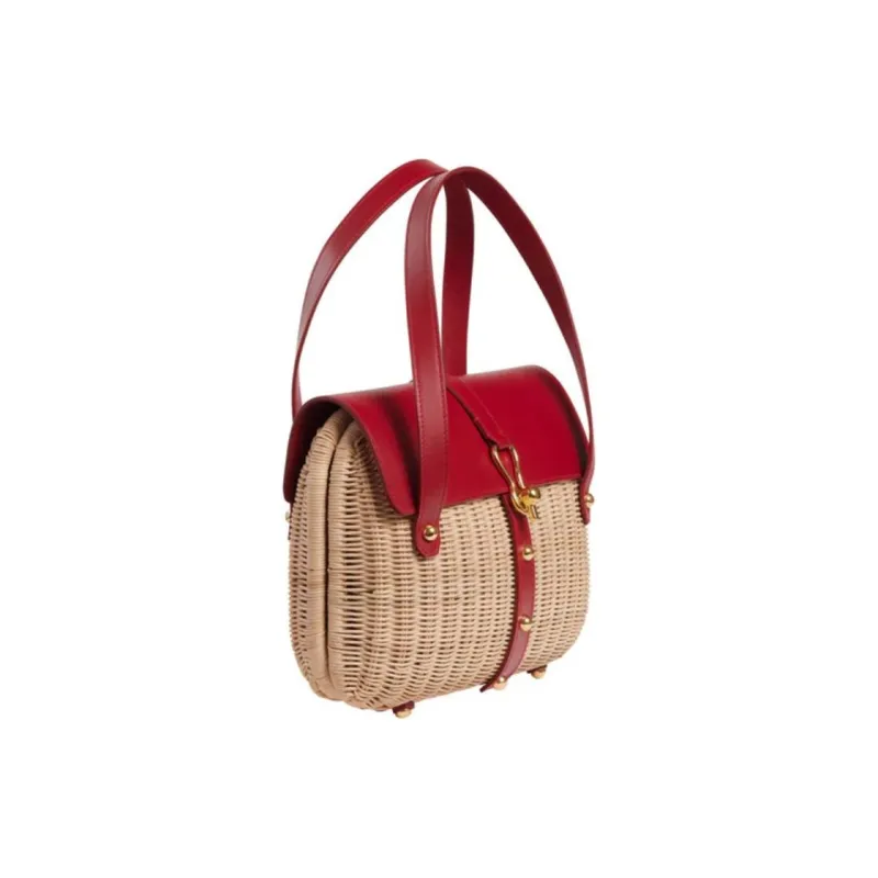 INES DE LA FRESSANGE Leather Handbag Women's Red & Beige-1
