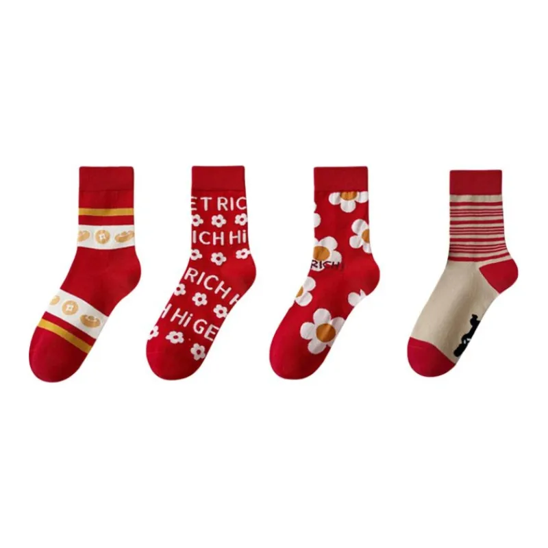 XIANSINIAO Mid Calf Socks Women's 4 Pack-3