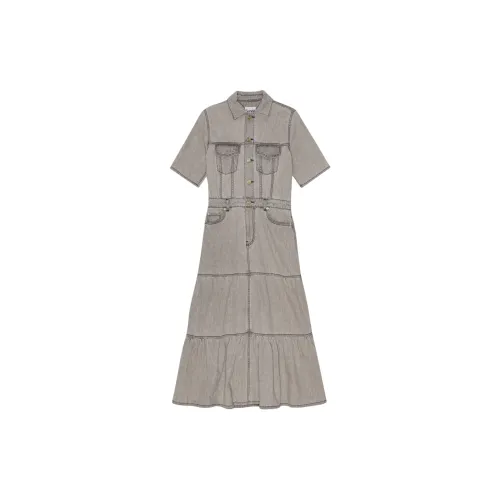 GANNI Short-Sleeved Dresses Women's Gray