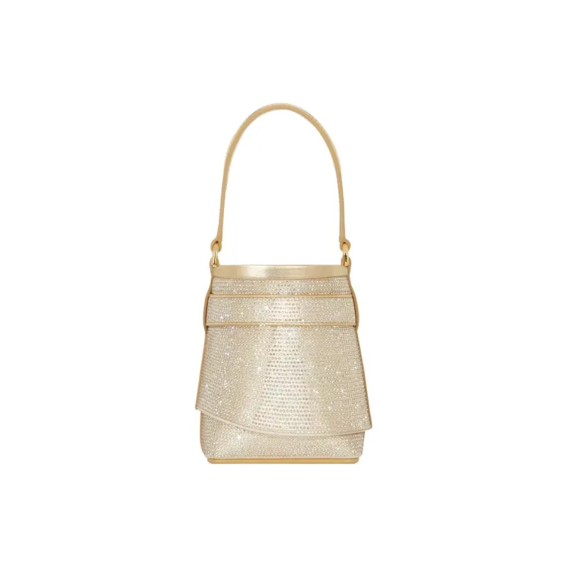Givenchy Shark Lock Viscose Bucket Bag, Crossbody, One Shoulder Handbag Women's Gold-3