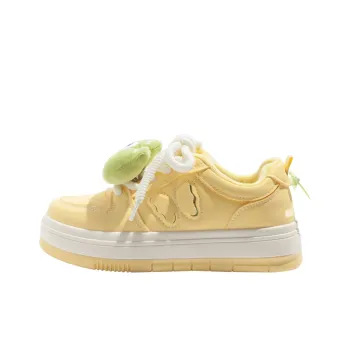 RUN MANNER Thermal Slip Resistant Low Top Skateboard Shoes Women's Light Yellow