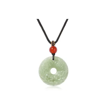 ZENGCAI Pendant Peace Buckle Jade Pendant Necklace Pale Greenish White Jade Unisex
