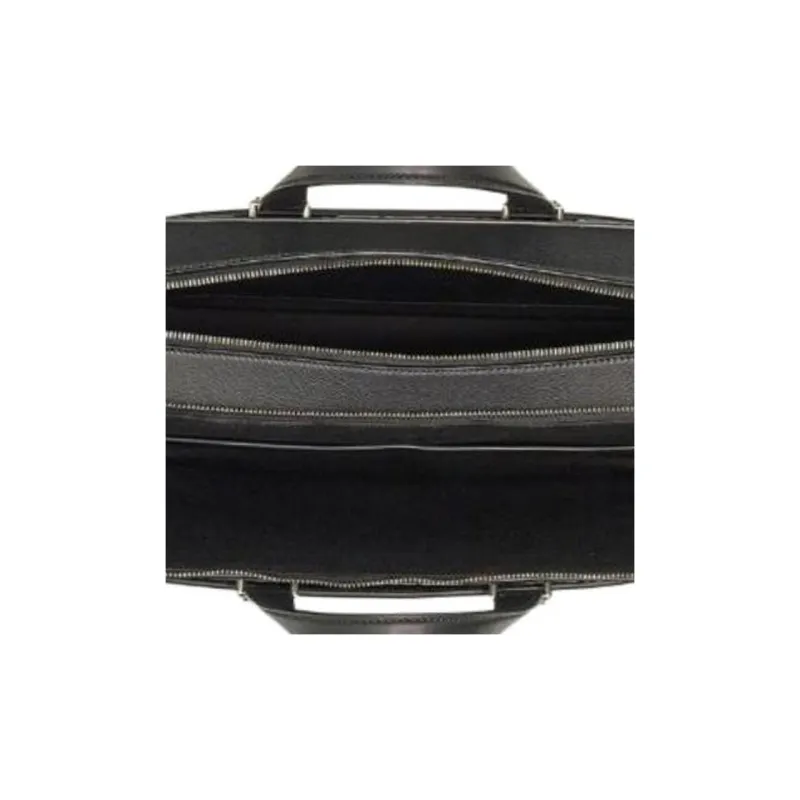 FERRAGAMO Travel Embossed Leather Handbag Men's Black-5