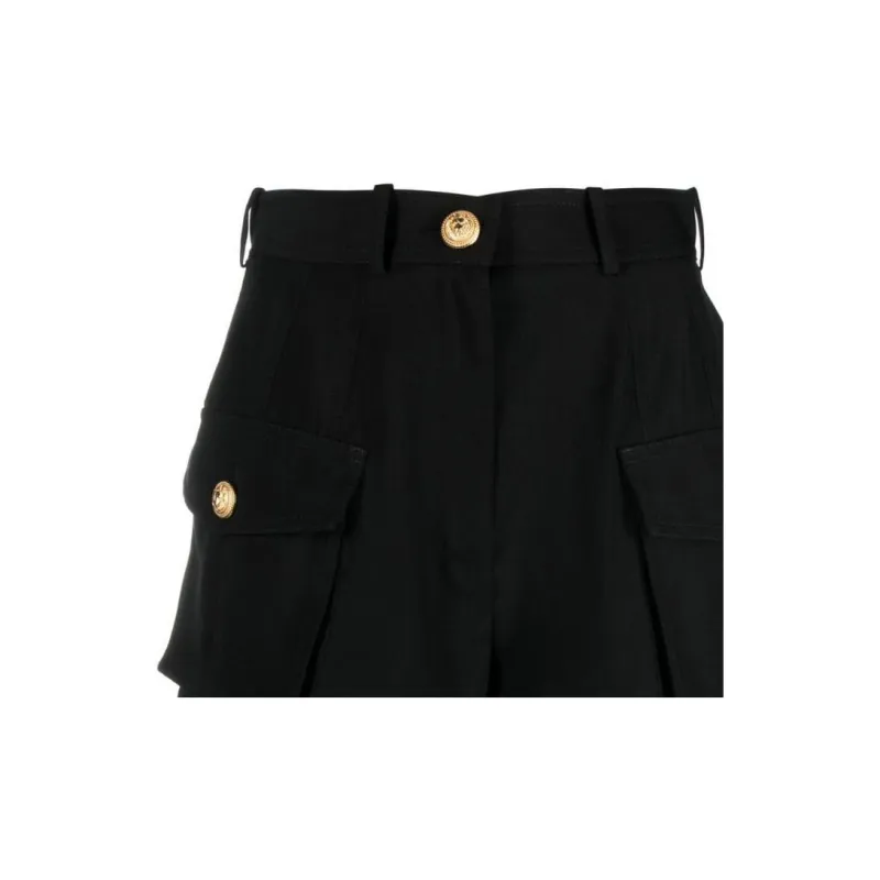 BALMAIN Grain De Poudre Cargo Shorts 'Black'-4