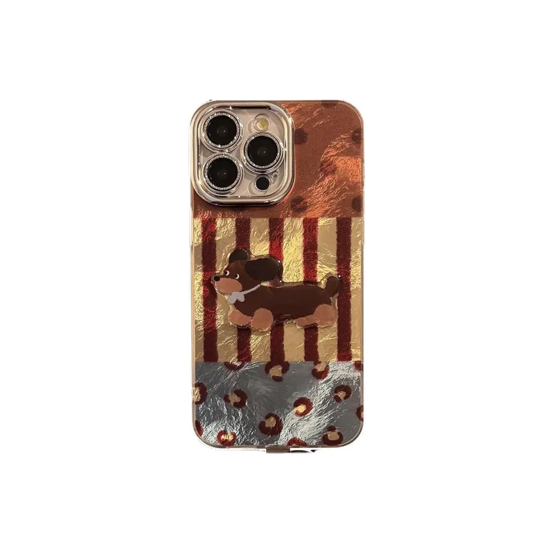 Cuttlefish Grid TPU Material Stripes Vintage Sausage Dog Niche Phone Case Compatible With Apple 16/15/14/13/12/11-7