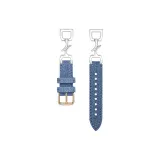 Silver Leaf Denim Blue Rose Gold Buckle
