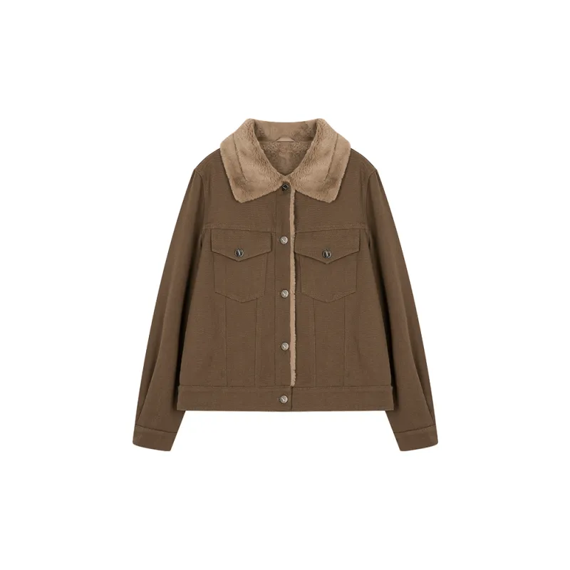 Mo Han Yi Mei Denim Jacket Women's Coffee-0