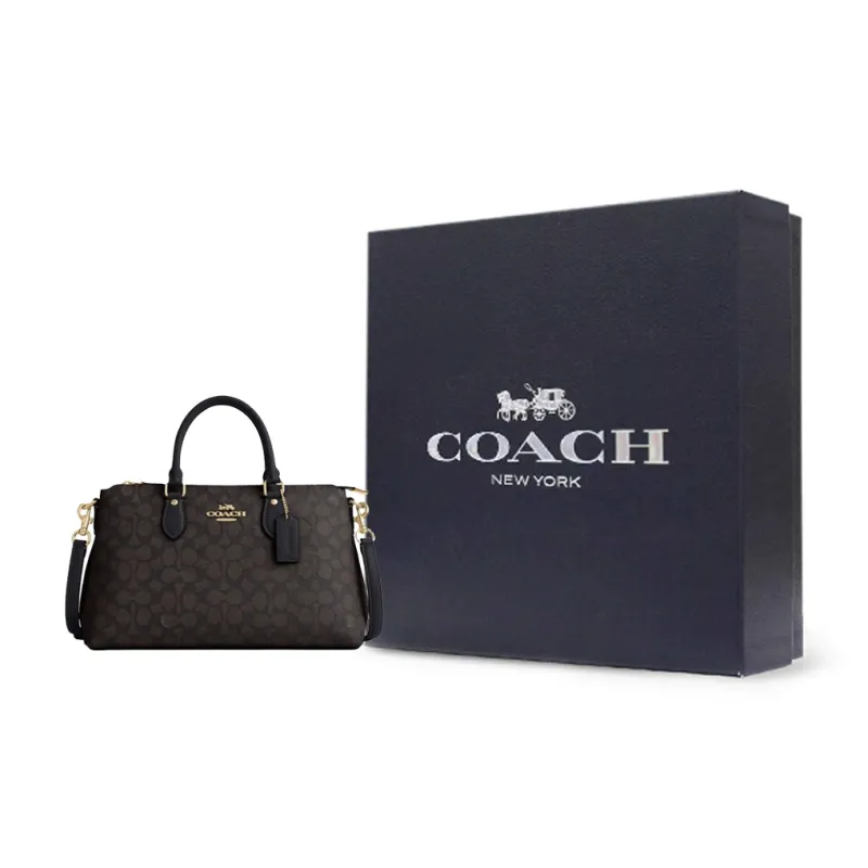 COACH PVC Shoulder Bag, Crossbody Bag, Handbag Tubas Women's Dark Brown-4