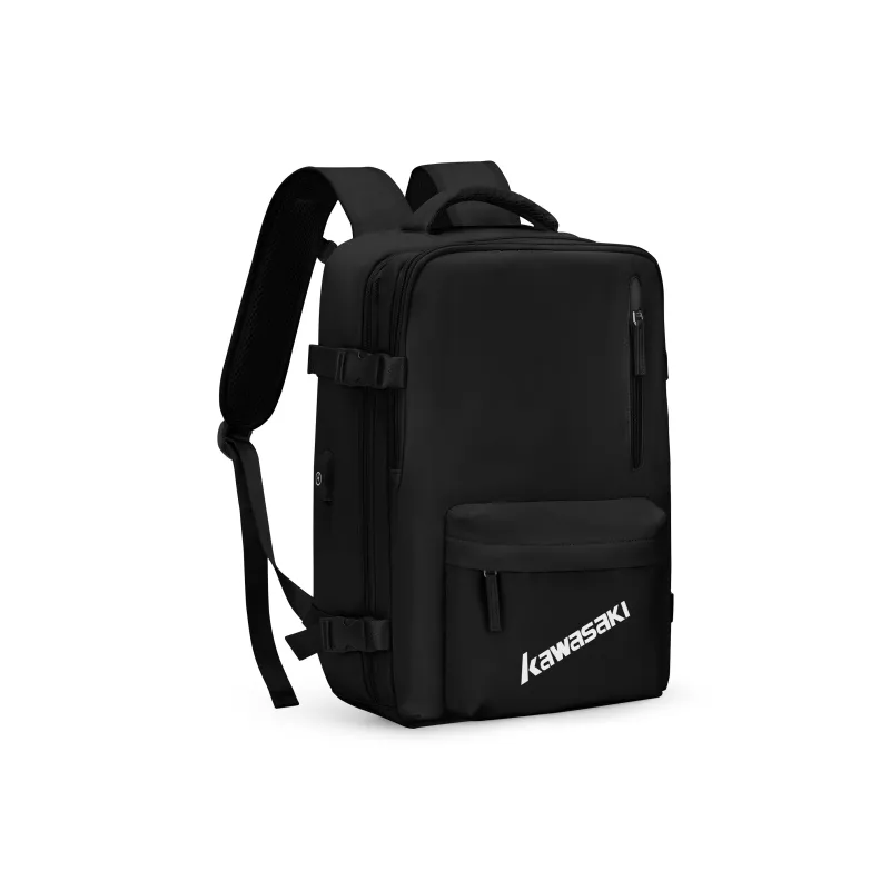 Kawasaki Fabric Backpack Travel Bag Laptop Bag Regular Unisex Black/Ecru/Light Blue-1