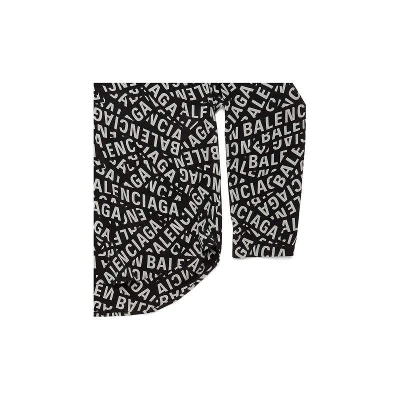 Balenciaga All Over Logo Printed Buttoned Shirt-5