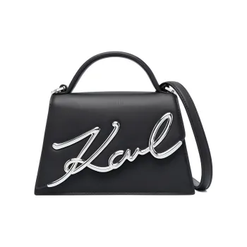 KARL LAGERFELD Calfskin One Shoulder Handbag Trumpets Women's Black
