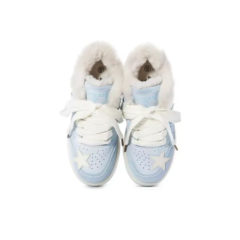 Anime Story Anti Slip Wear Resistant Lightweight Breathable Low Top Skateboard Shoes Women's Cream Blue Box Included-20
