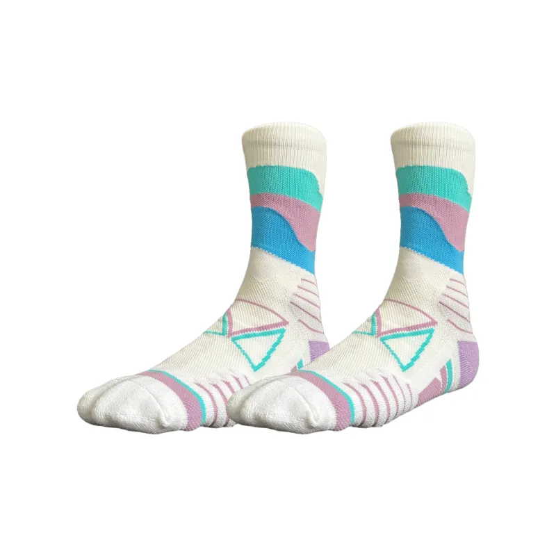 UZPO Basketball Socks Unisex 2 Pack White Cotton Candy-0