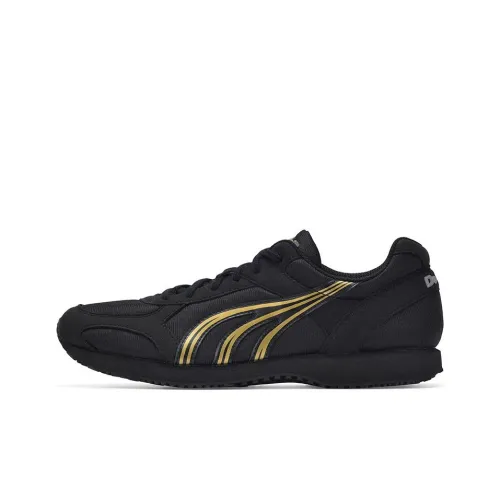 DO WIN Low Top Casual Running Shoes Unisex Black Gold