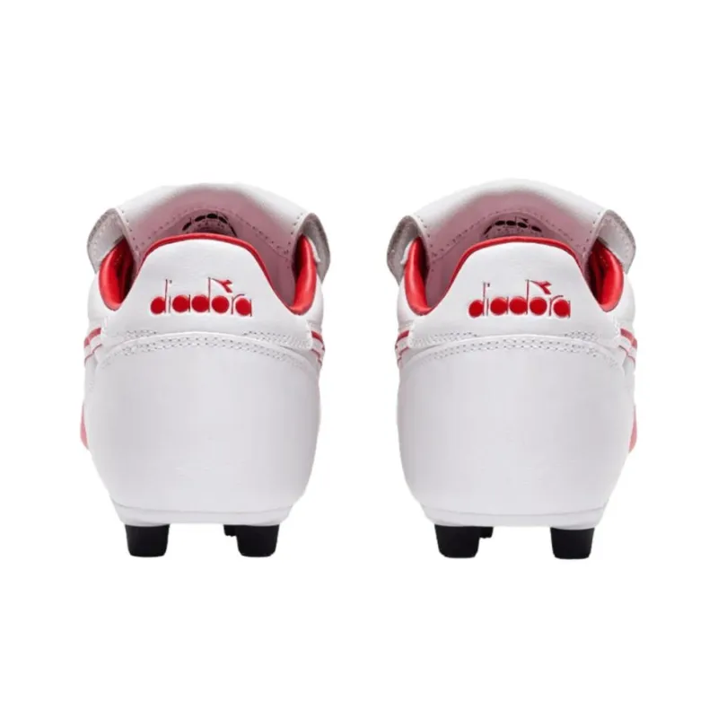 Diadora Anti Slip Wear Resistant Soccer Shoes Men's White Red-2