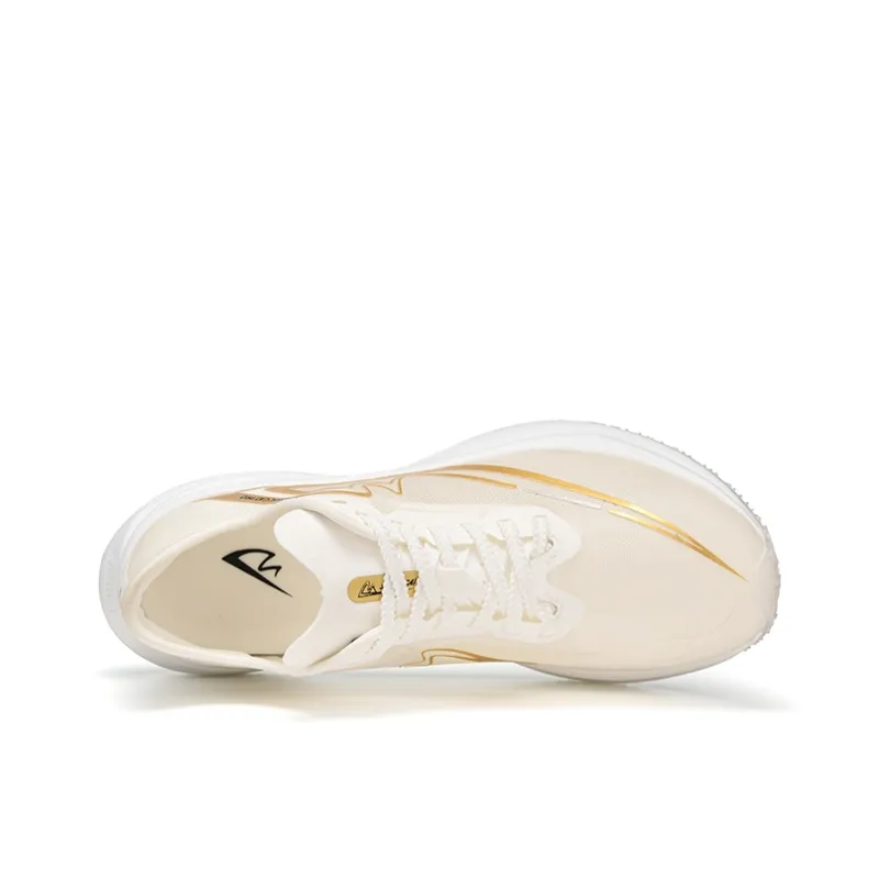 Sonic Cat Cushioning Coverage Thermal Low Top Carbon Plate Running Shoes Unisex White Gold-3