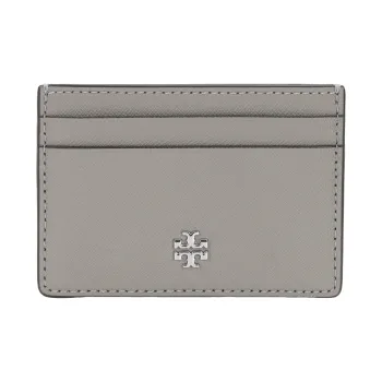 TORY BURCH Emerson Cow Leather Card Holder Women's Gray