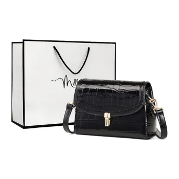 MILLIE'S Cow Split Leather Bonded Synthetic Leather Shoulder Bag Crossbody Bag Regular Women's Black/White