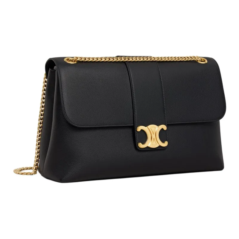 CELINE Victoire Calfskin Shoulder Bag Tubas Women's Black-2