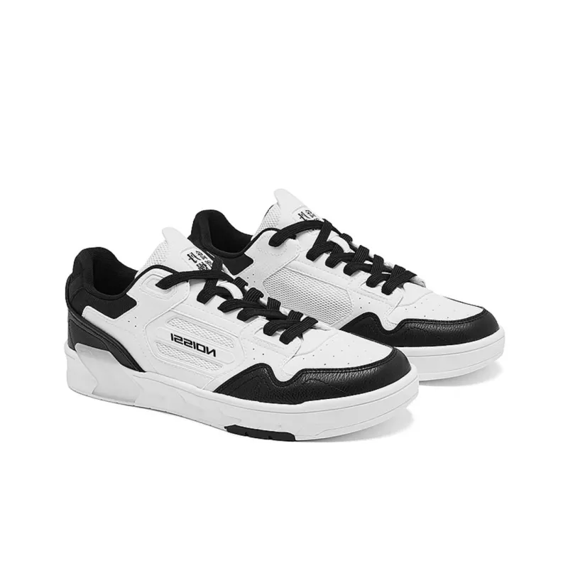 QIAODAN Abrasion Resistant Breathable Low Top Skateboard Shoes Men's White Black-2