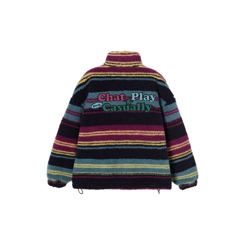 Mmlg Velvet feel Coat Unisex Dark Blue Stripes-1
