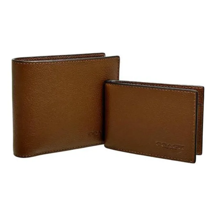 COACH 3 IN 1 Wallet Smooth Calf Leather Set Wallet Mini Men's Brown-2