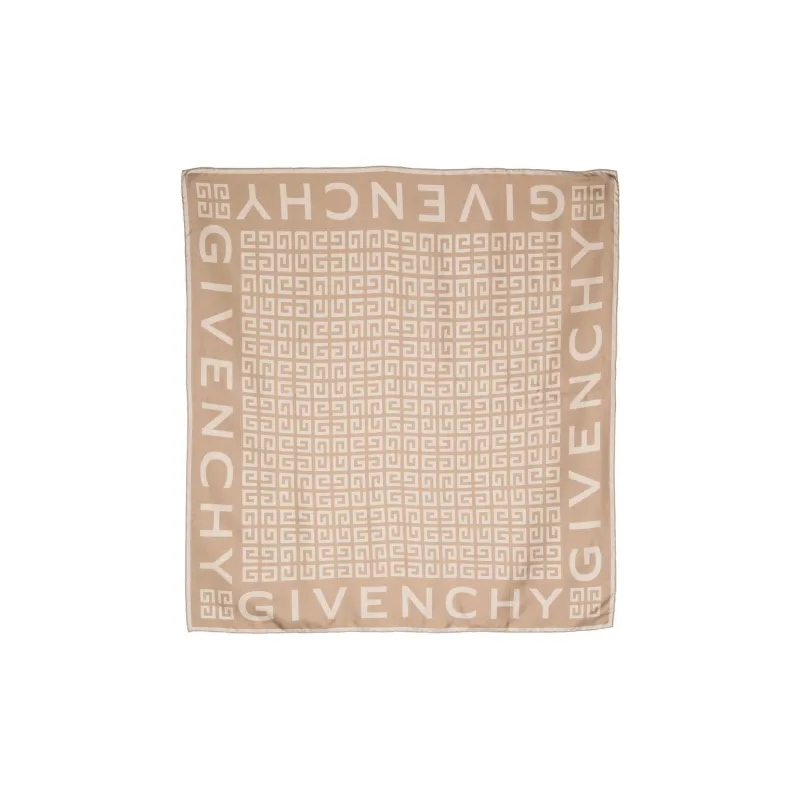 Givenchy Silk Silk Scarves Women's Sandy Brown/Beige-0