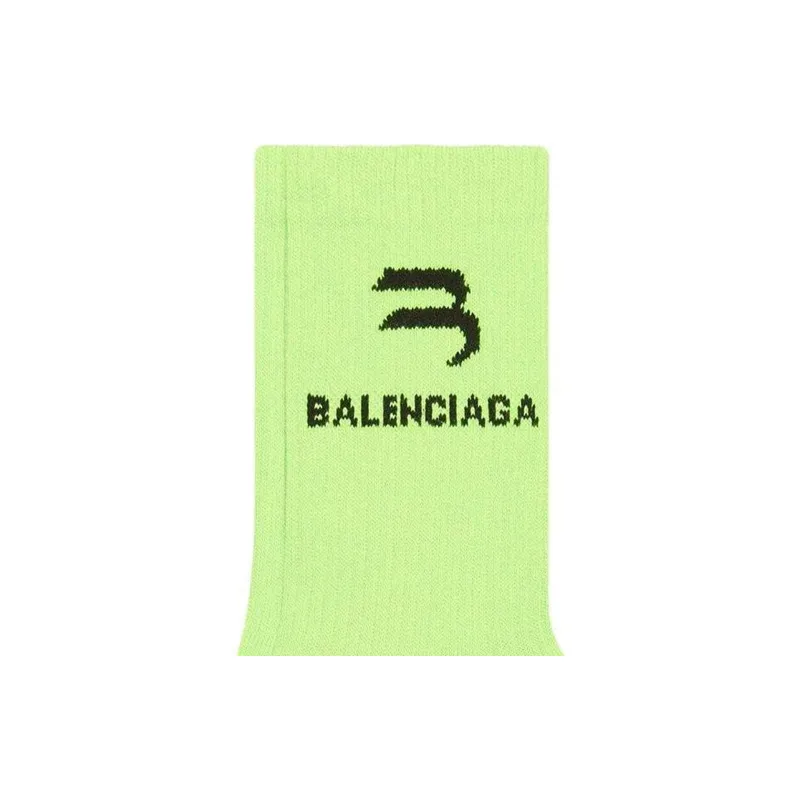 Balenciaga Sporty B Tennis Socks 'Lemon/Black'-1