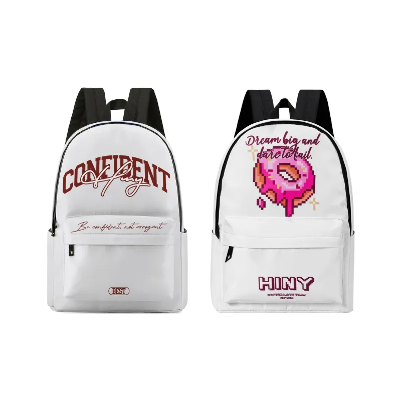 HINY Polyester Backpack 13 Inch Laptop Bag Regular Unisex White-15