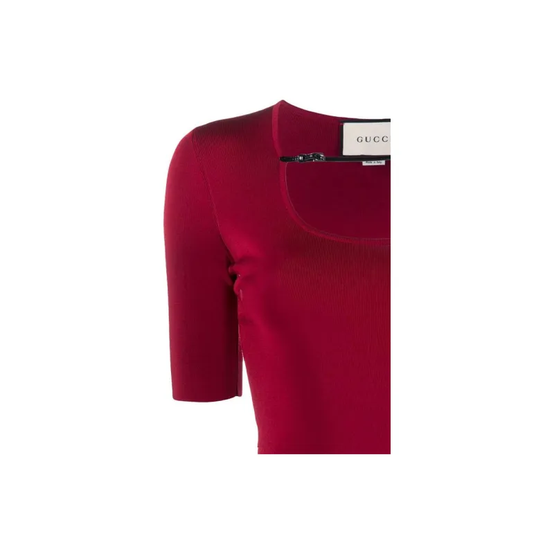 GUCCI Buckle Strap Ribbed T shirt-4
