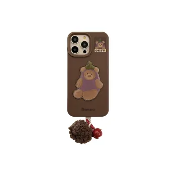 Cuttlefish Grid TPU Material Ins Eggplant Bear DIY Creative Phone Case Compatible With Apple 16/15/14/13/12/11