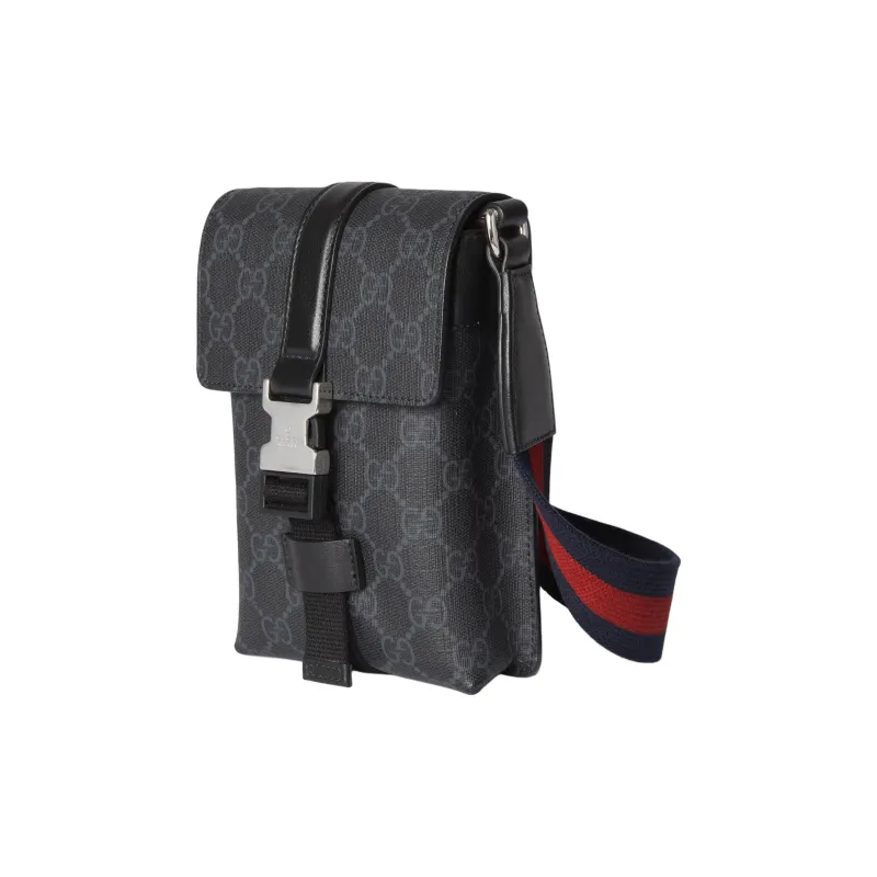 GUCCI Canvas With Leather Binding Crossbody Bag Shoulder Bag Extra Mini Men's Black-1