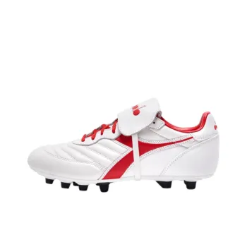 Diadora Anti Slip Wear Resistant Soccer Shoes Men's White Red