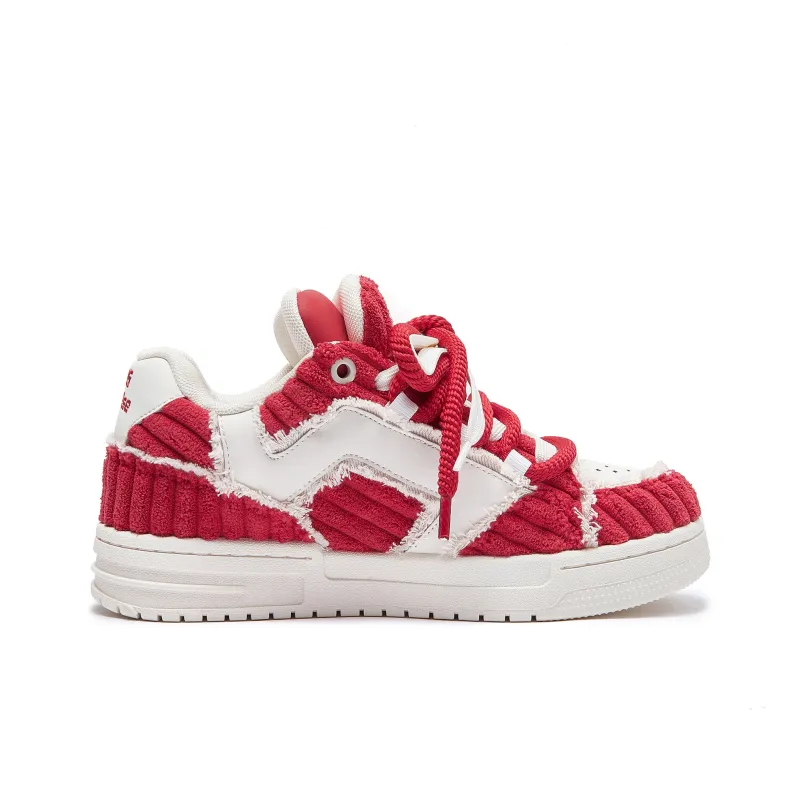IMARSE Skateboard Shoes Unisex Low Top White/Beige/Red-1