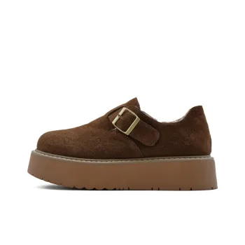 Little Sue Niche Design Oversized Fleece Lined Bukken Fashion British Style Trendy Casual Shoes Women's Coffee