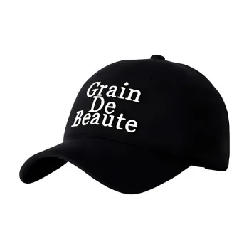 GRAIN DE BEAUTE Cotton Fabric Baseball Caps Unisex Black