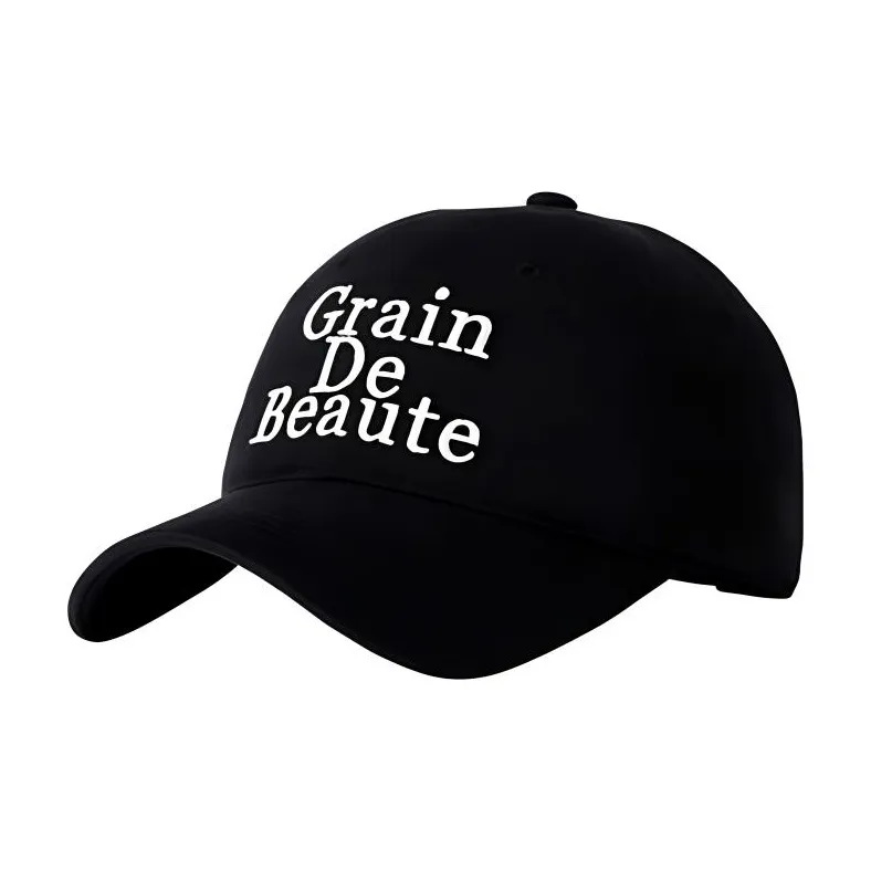 GRAIN DE BEAUTE Cotton Fabric Baseball Caps Unisex Black-0