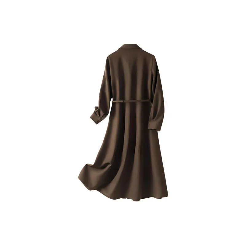 IHIMI Long Sleeved Dresses Women's Palm Coffee-1