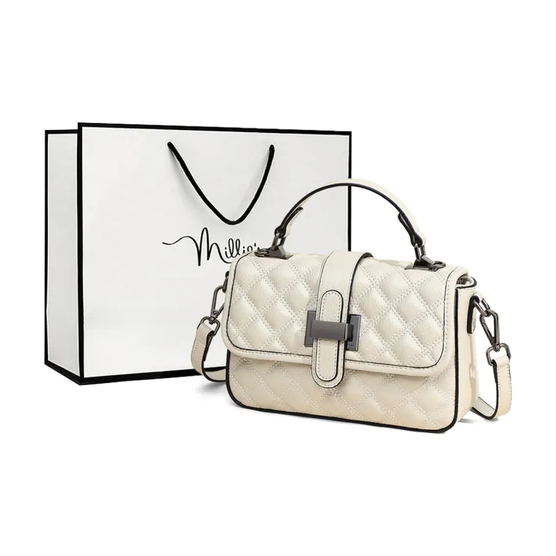 MILLIE'S Cow Leather Underarm Shoulder Bag, Crossbody Bag, Handbag Regular Women's Black/White-5