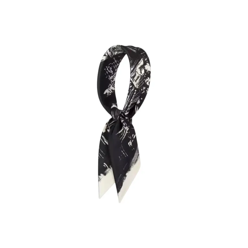 DIOR Mulberry Silk Scarves Women's Black-1