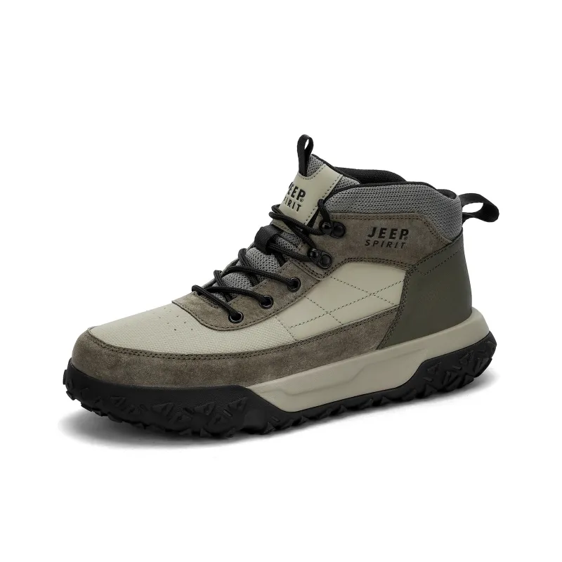 JEEP SPIRIT Outdoor Shoes Men High Top Natural Deer[Premium Texture Pig Leather]-1