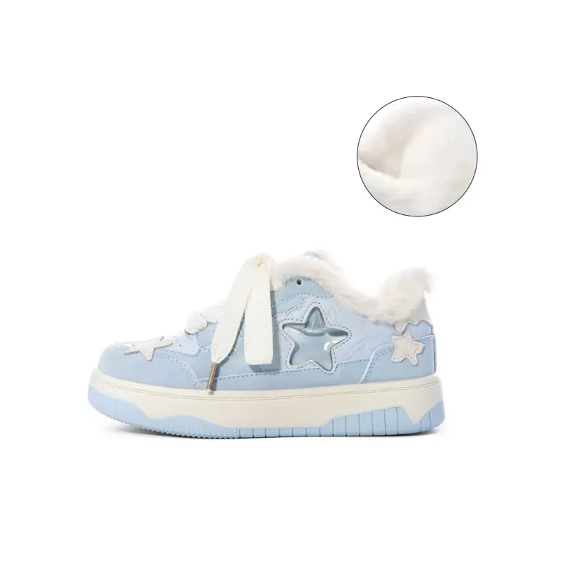 Anime Story Anti Slip Wear Resistant Lightweight Breathable Low Top Skateboard Shoes Women's Cream Blue Box Included-29