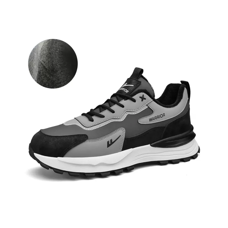 Warrior Cushioning, Slip Resistant, Abrasion Resistant, Breathable, Thermal Low Top Running Shoes Men's Gray Black-1