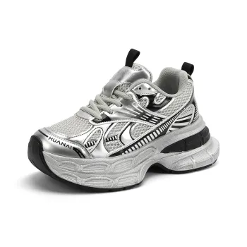 HUANAI Low Top Chunky Sneakers Women's Silver
