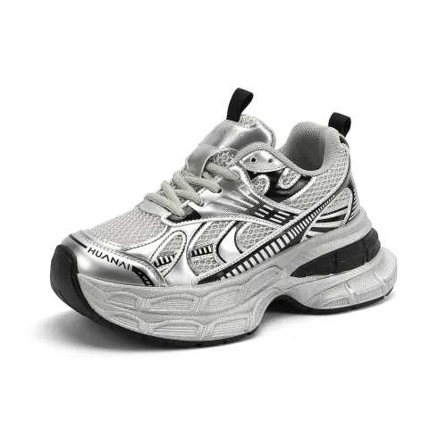 HUANAI Low Top Chunky Sneakers Women's Silver