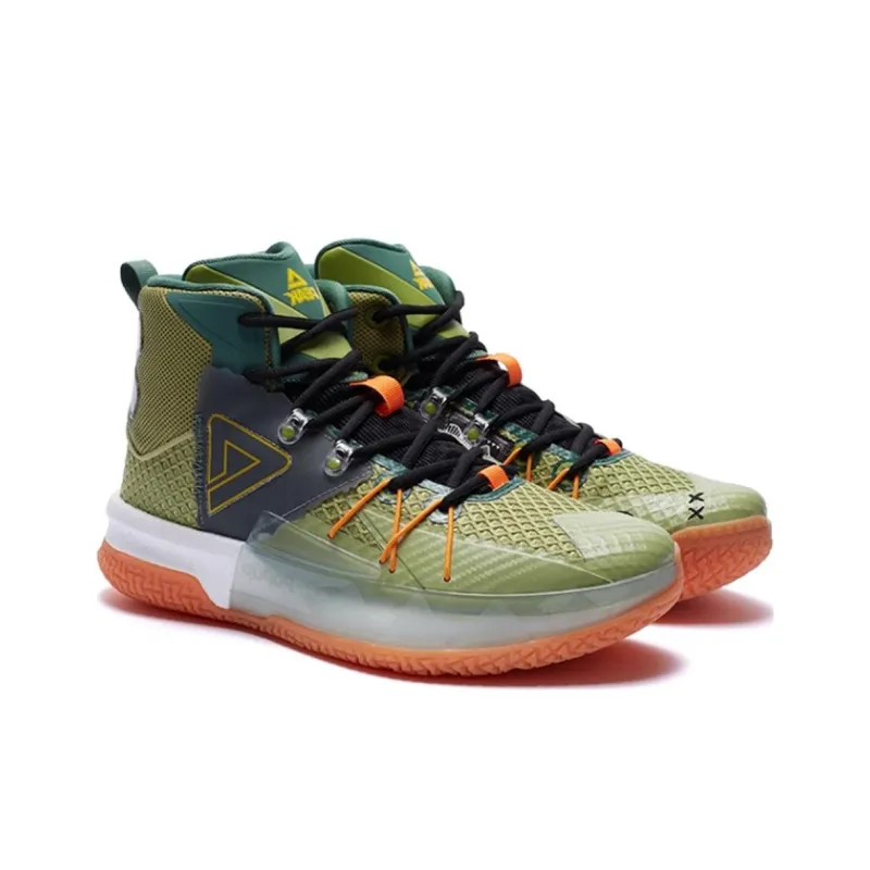 PEAK Anti-Slip Wear-Resistant High-Top Basketball Shoes Men's Green-3